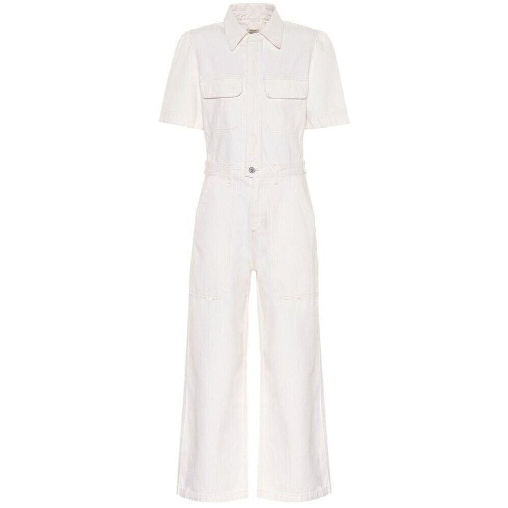 NWT Citizens of Humanity Miki in White Willow Denim Jean Wide Leg Jumpsuit 4